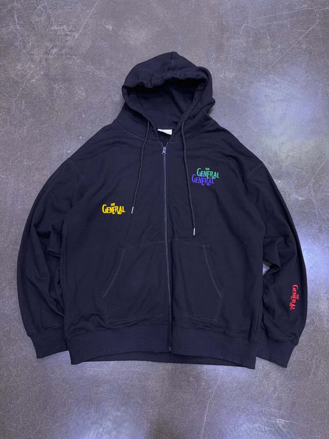 제너럴아이디어 엠브로이더 로고 자수 후드티 후디 블랙 M 상품이미지5