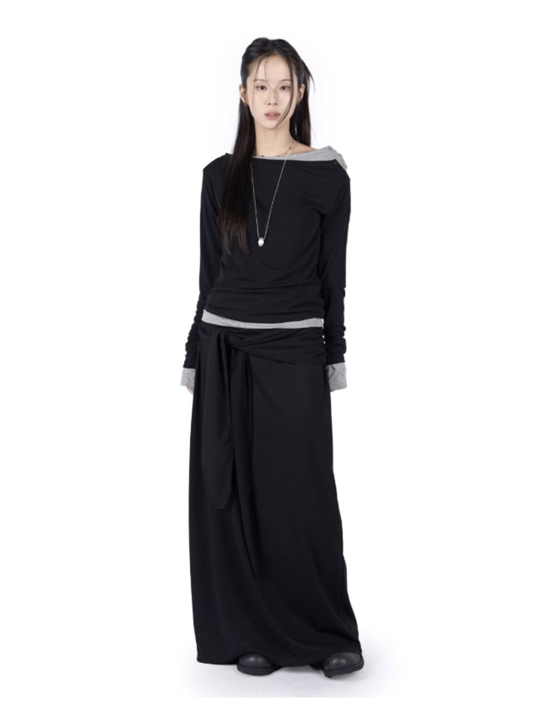 릿킴 TIE JERSEY MAXI SKIRT 상품이미지1