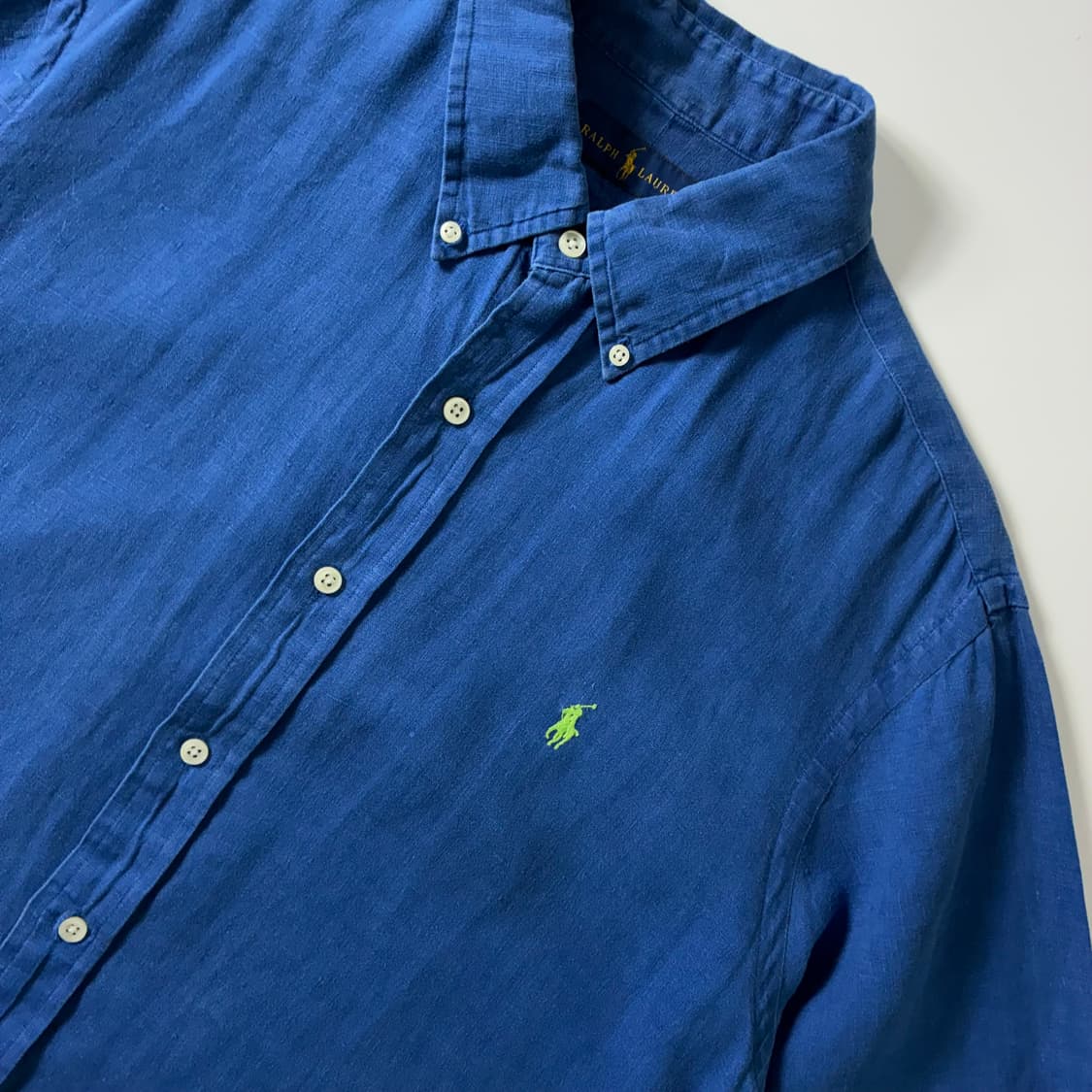 Polo  폴로 랄프로렌 자수 린넨 블루 반팔셔츠  상품이미지2