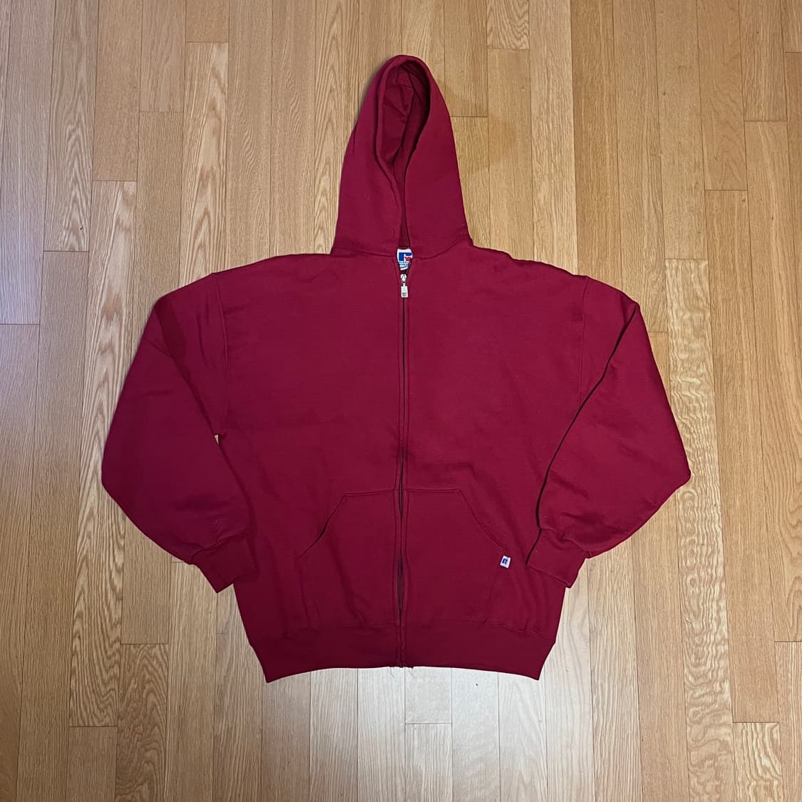 [XL] 90s USA 빈티지 러셀 후드집업 레드 와인 상품이미지1