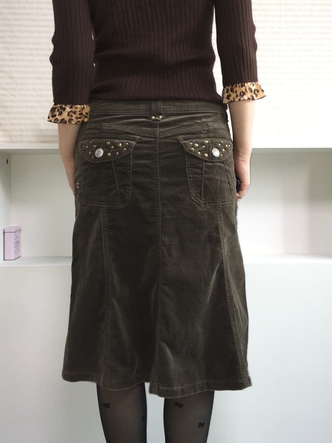jpn vintage brown stud pocket cargo midi 상품이미지3