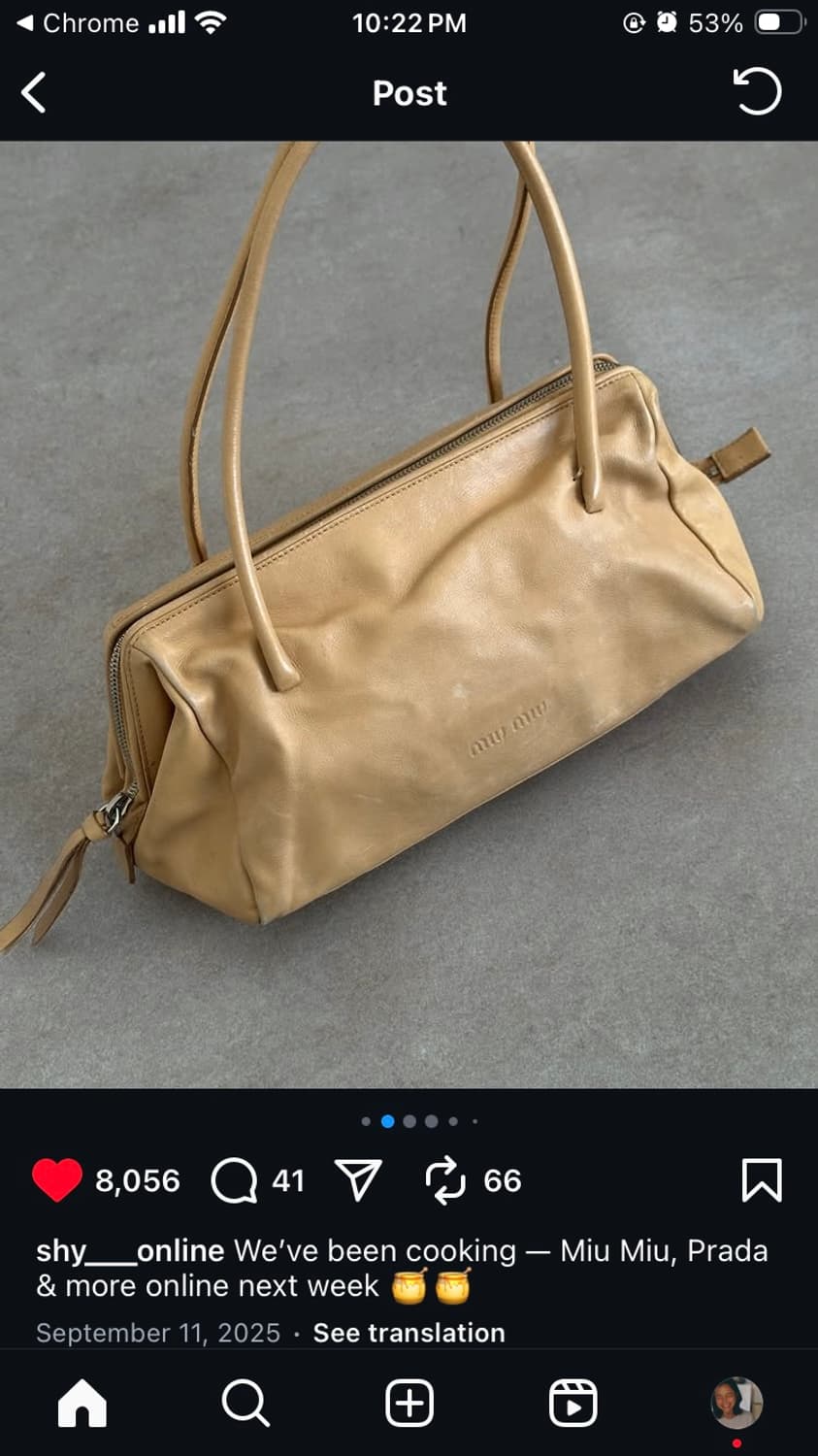 미우미우 버터색 베이지 가죽 숄더백 빈티지 상품이미지1