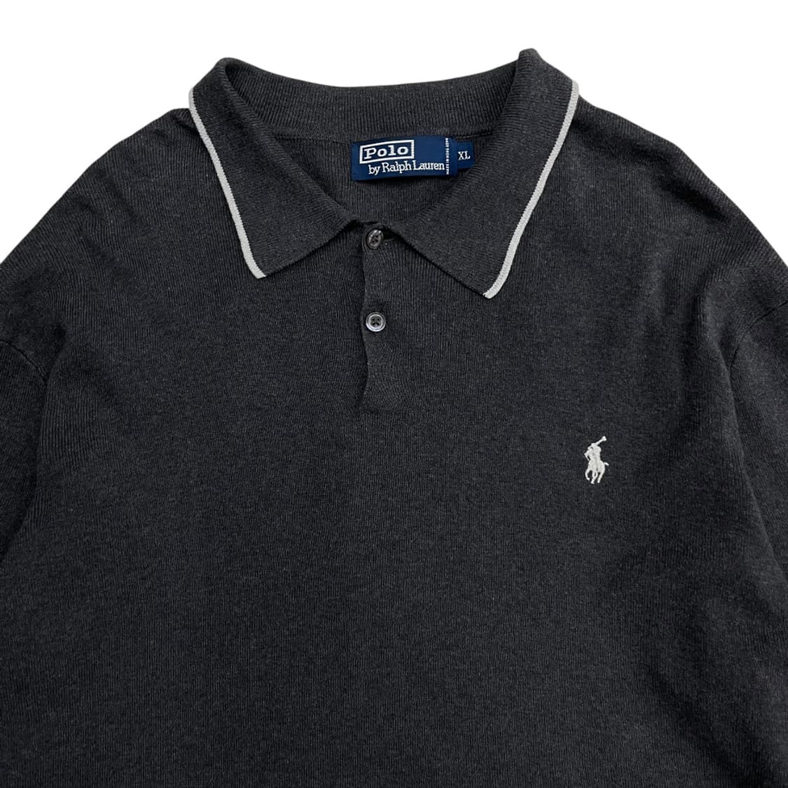 폴로 랄프로렌 화이트포니 차콜 니트 카라티 XL 상품이미지4