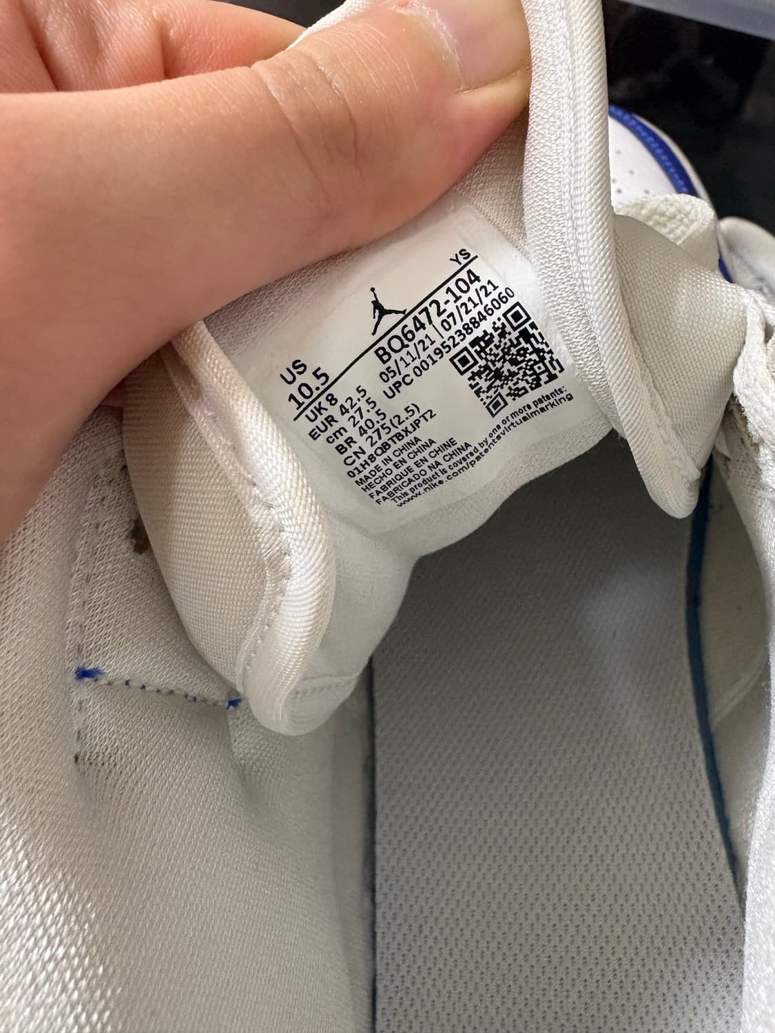 [w275] 나이키 조던 1 미드 화이트 하이퍼 로얄 상품이미지6