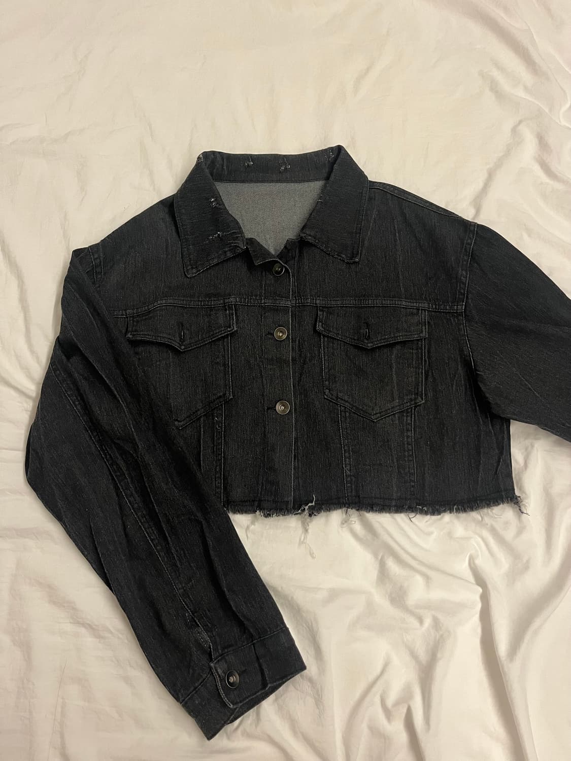 블랙 데님 크롭 자켓 3XL 상품이미지1