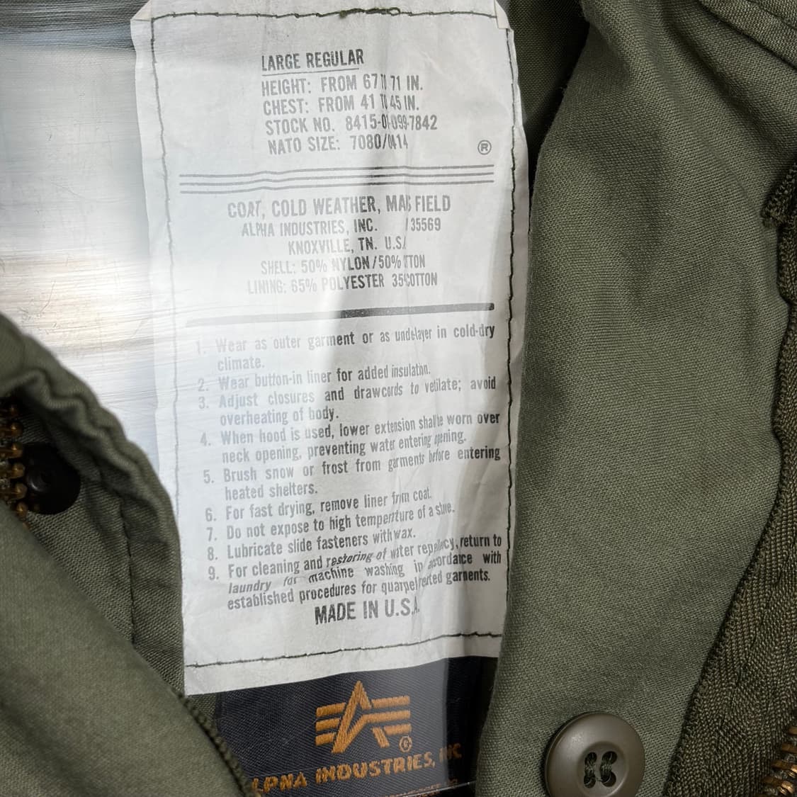 알파인더스트리 m65 필드 자켓 야상 상품이미지4