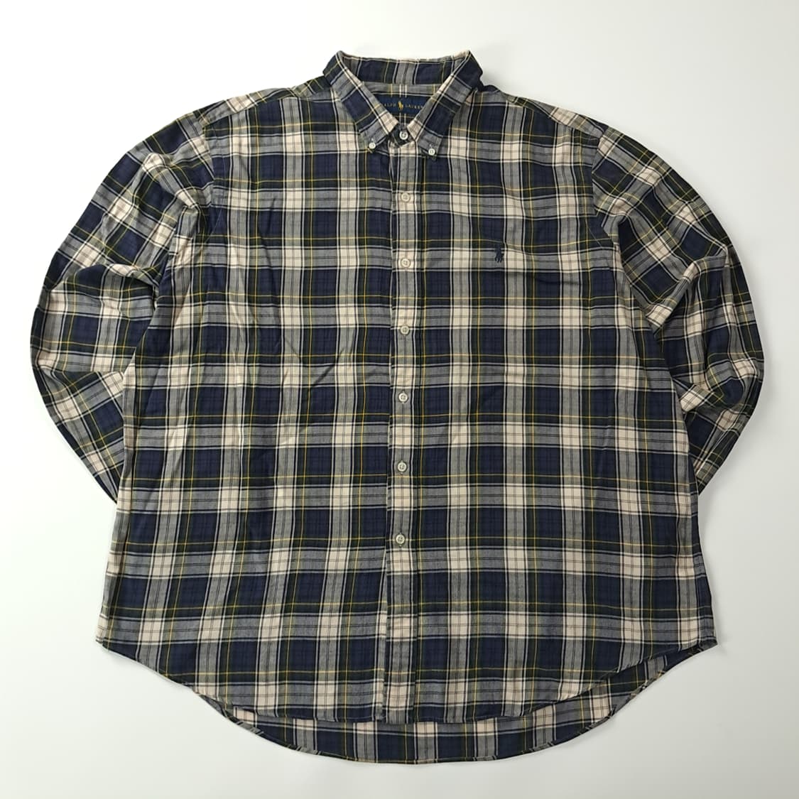 CK407 2XL 폴로 90s 클래식 타탄체크 네이비 셔츠 남방 상품이미지1