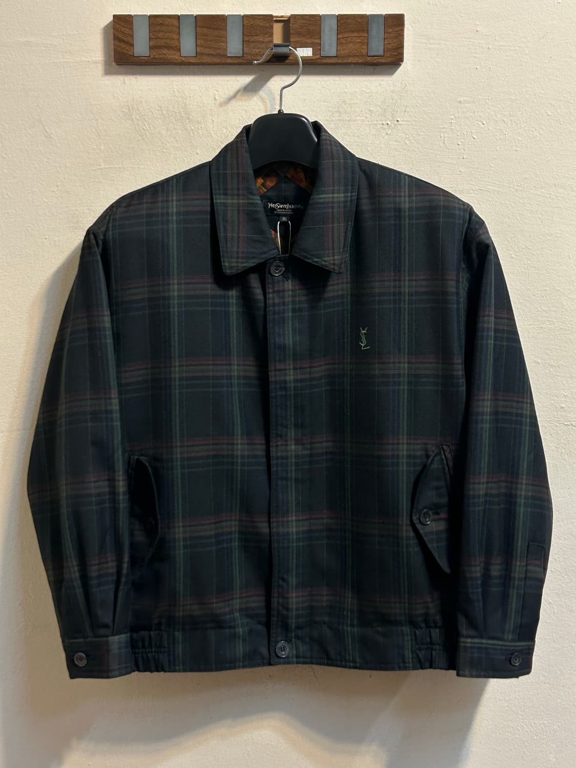 입생로랑 빈티지 체크 블루종 자켓 상품이미지1