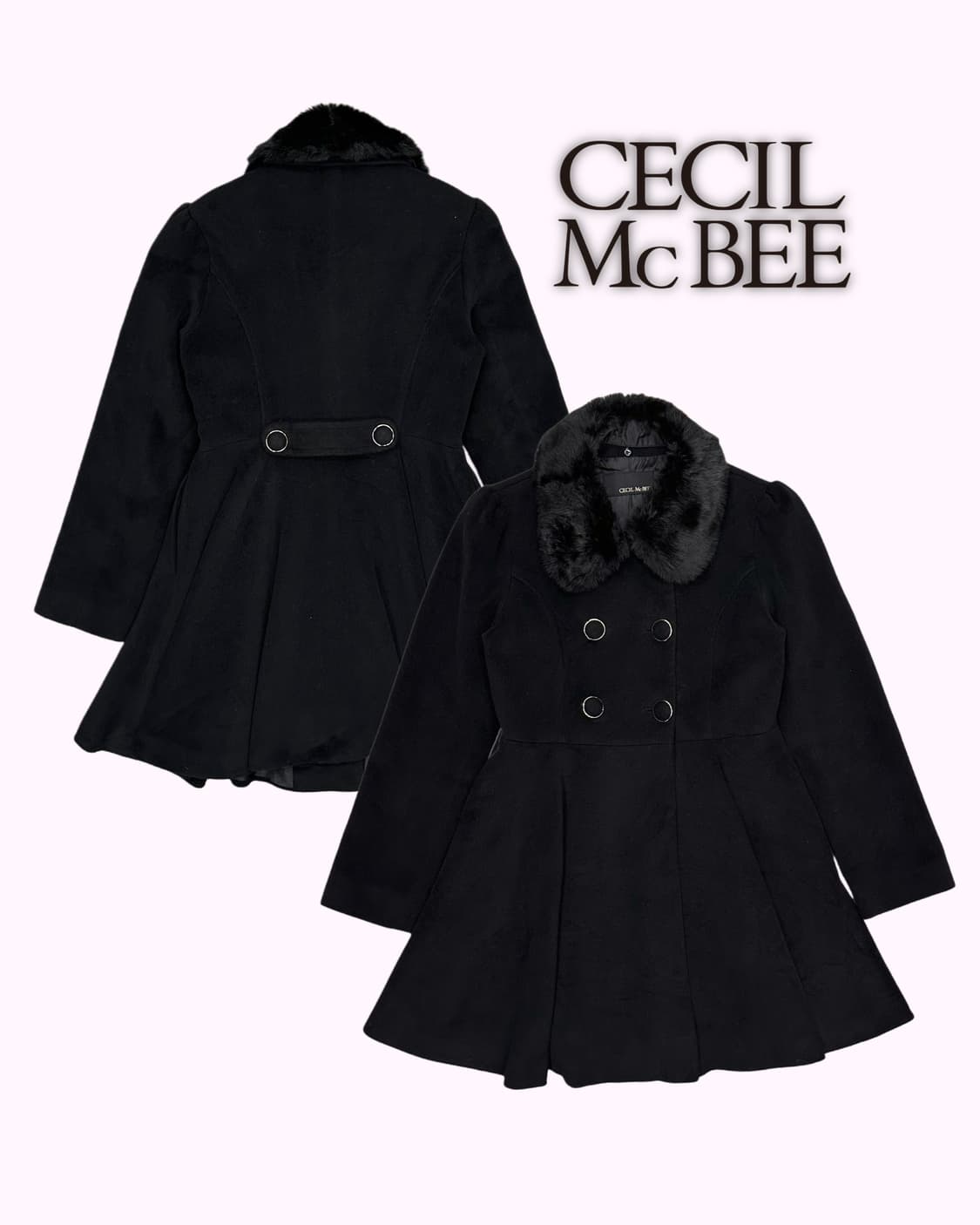 CECIL MCBEE black fur collar coat 상품이미지1