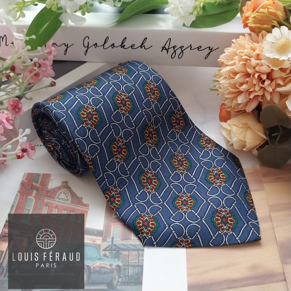 루이 페로 실크 블루 패턴 넥타이 9.5cm A등급 K1686
 상품이미지2