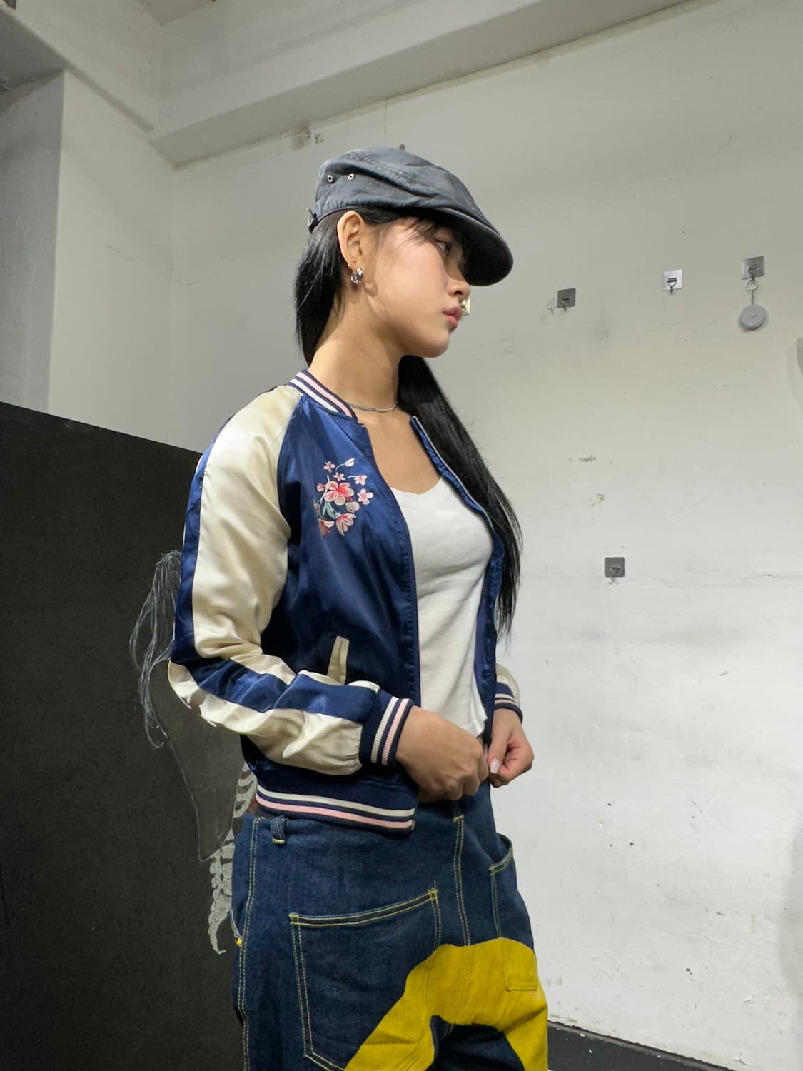 Jpn 일본빈티지 오리엔탈 네이비 꽃 스카잔 자켓 상품이미지4