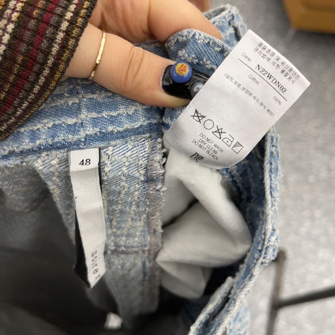 노이어 데미지 트위드스타일 워싱 데님팬츠 48 C08793 상품이미지6