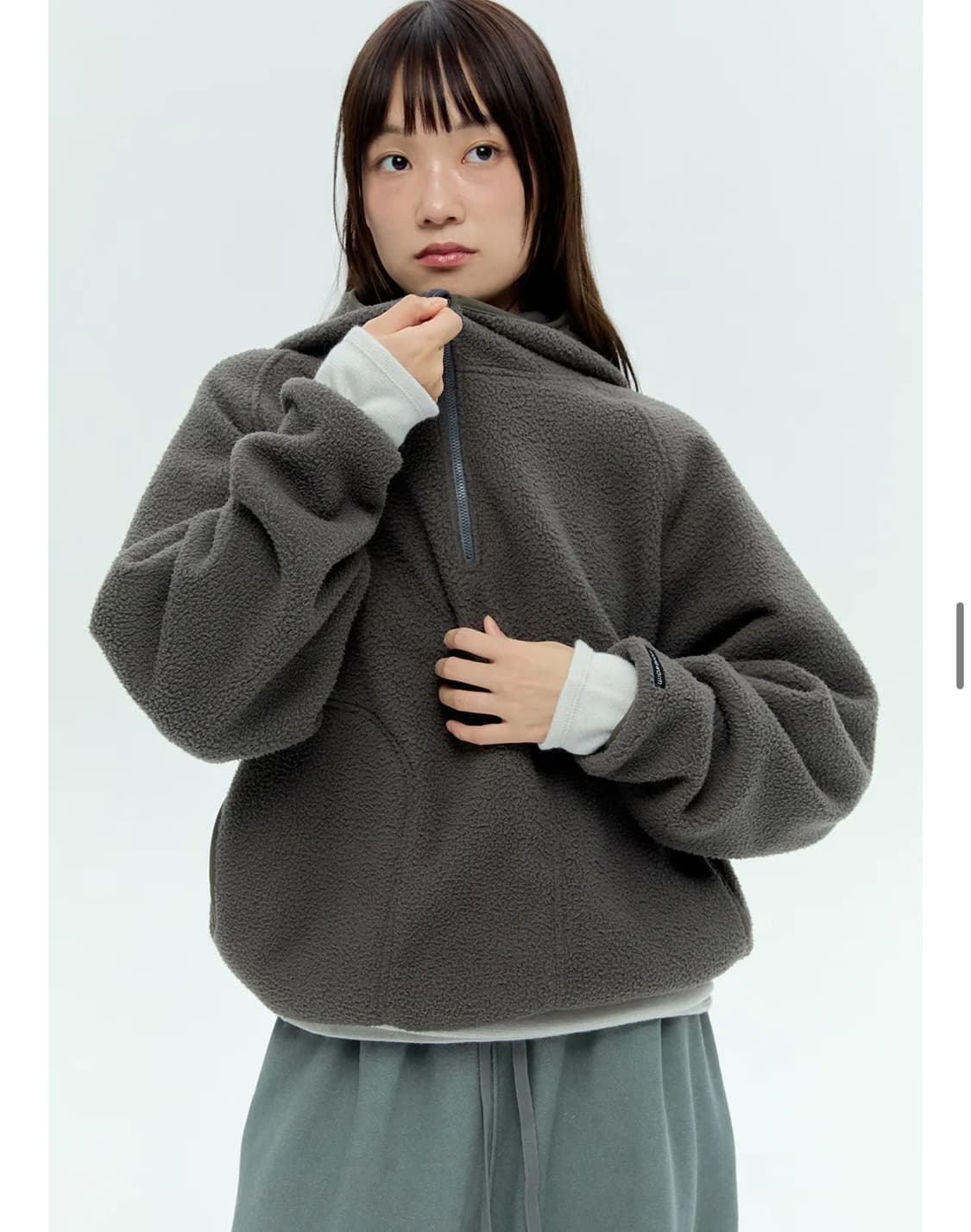 무브웜 Fleece Zip Hoodie 플리스 집업 후드티 애쉬 L 상품이미지1