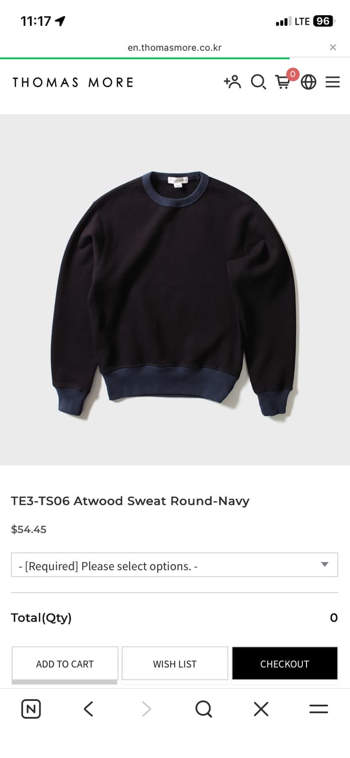 토마스모어 앳우드 맨투맨 L (XL교환) 상품이미지1