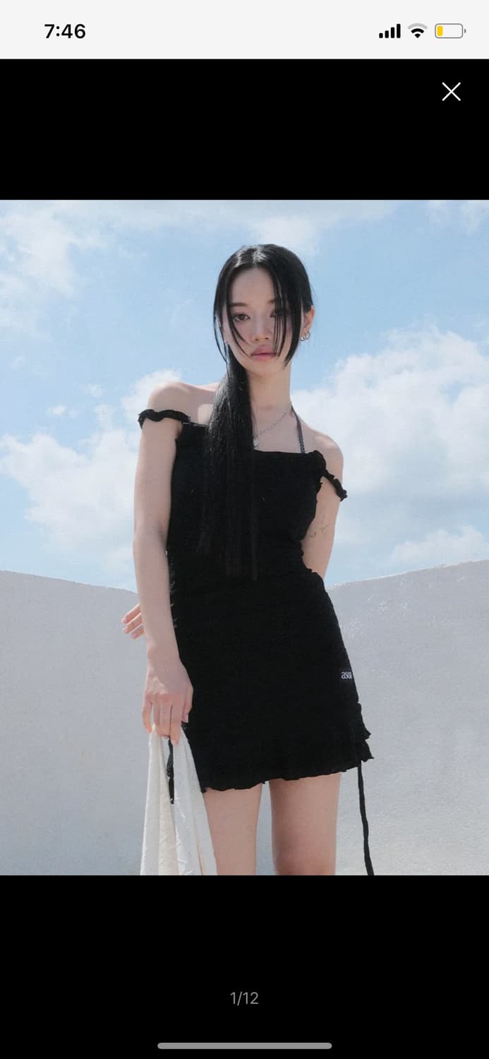 애즈온 블라썸 미니 드레스 블랙 상품이미지1