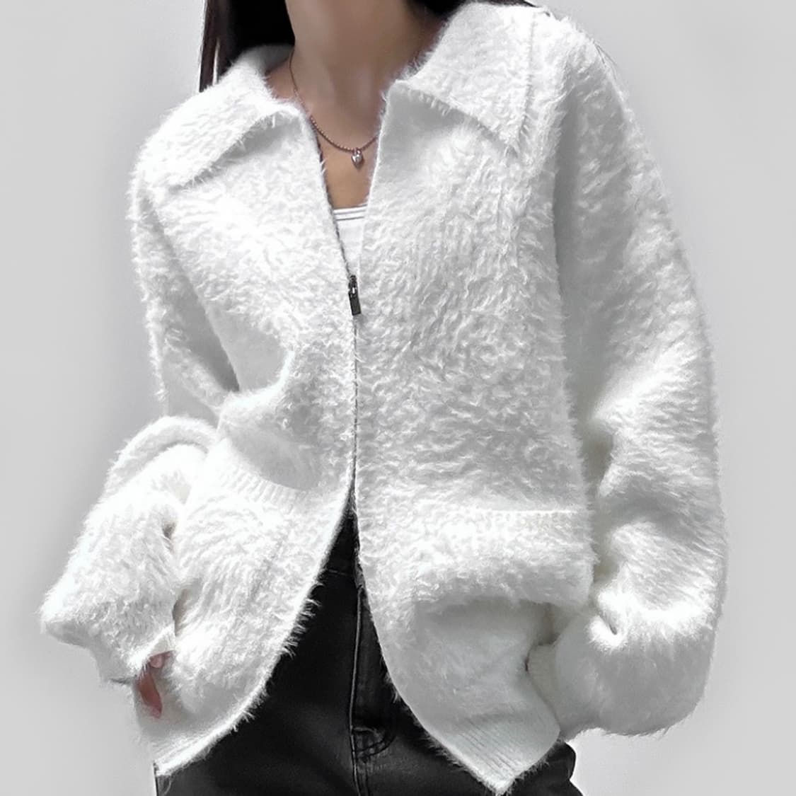 스카이블루 앙고라 집업  상품이미지3