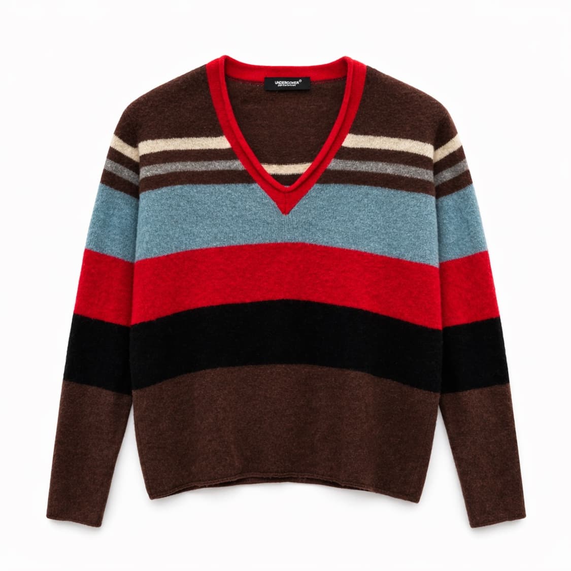 UNDERCOVER 브이넥 스트라이프 니트 상품이미지1