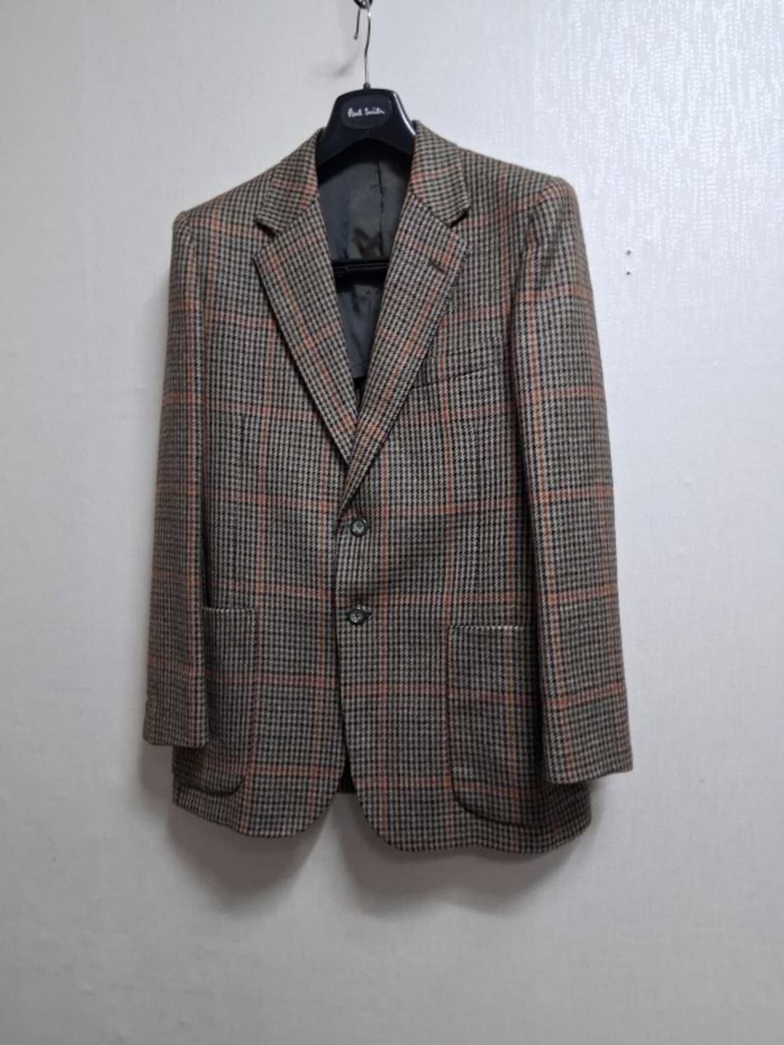 일본구제 WULFING TUCHE 남성 100%순모 레트로체크모직쟈켓90 상품이미지1