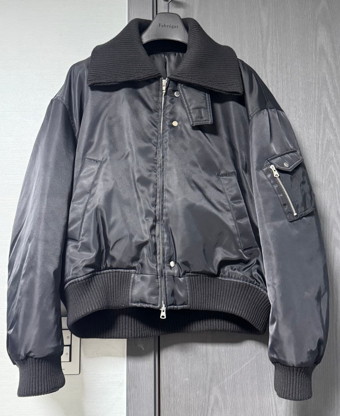 [48]엘무드 니트 컴바인 파일럿 봄버 블랙 상품이미지1