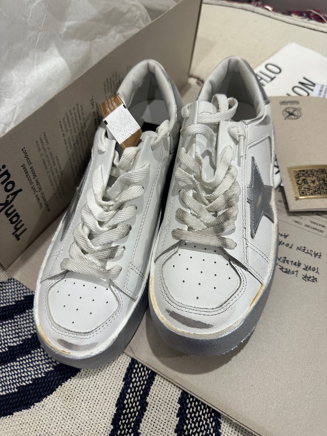 골든구스 스타단 화이트 실버탭 스니커즈 36 GWF00128-F00218 상품이미지2