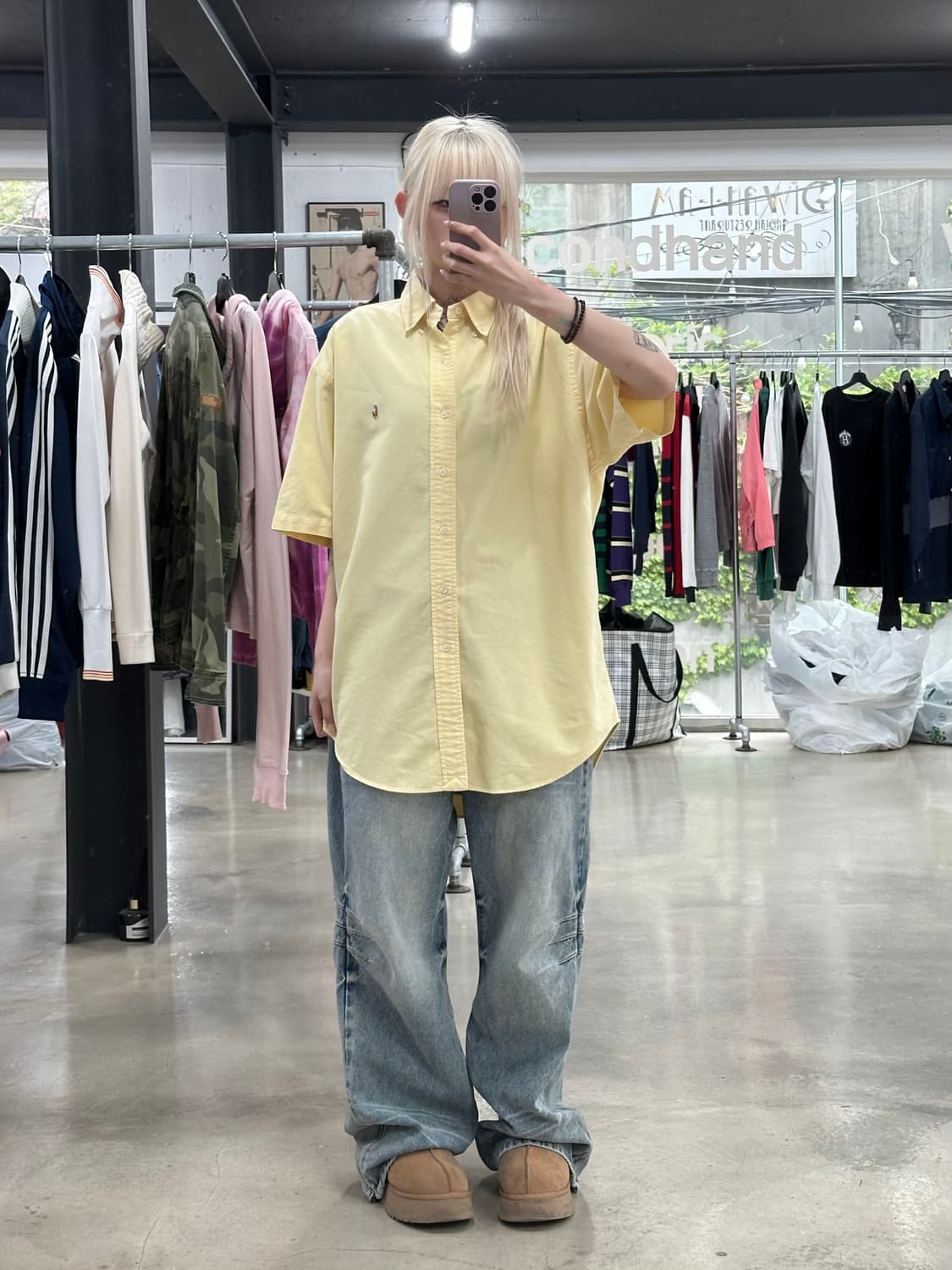 폴로 랄프로렌 옐로우 옥스포드 하프 셔츠 상품이미지2