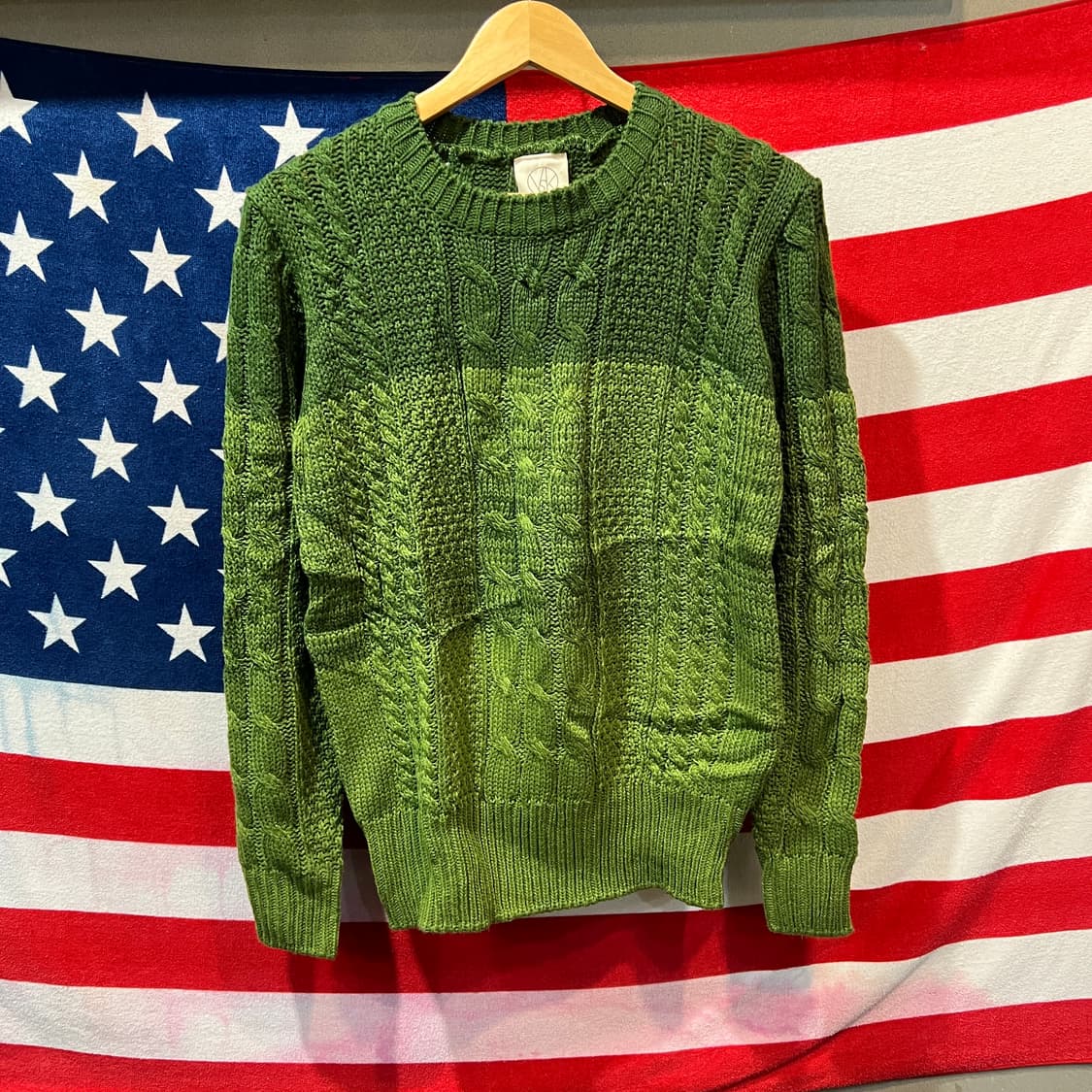 녹색 케이블 니트 상품이미지1