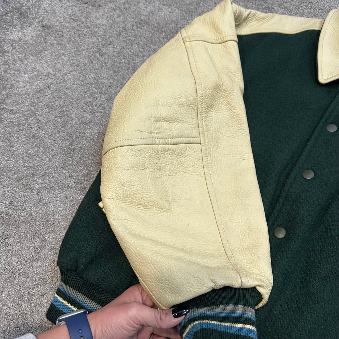 맥그리거 USA 소가죽 패치 울 바시티 자켓L 상품이미지4