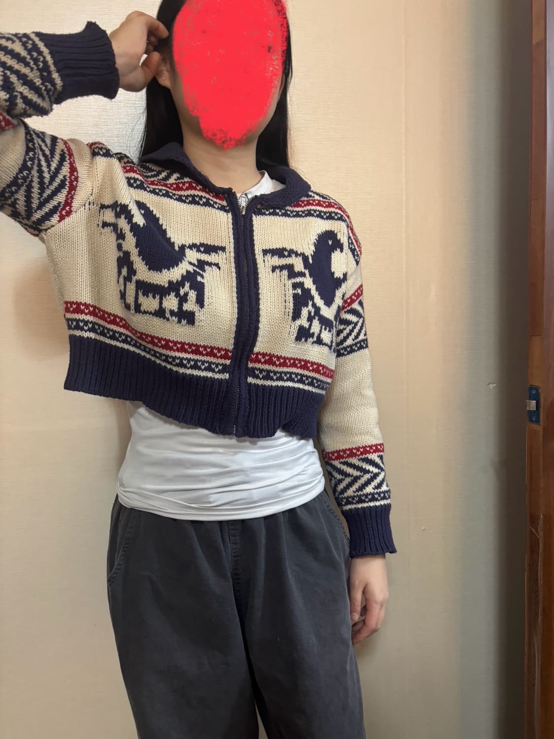 G&G 패턴 니트 집업 가디건 상품이미지1