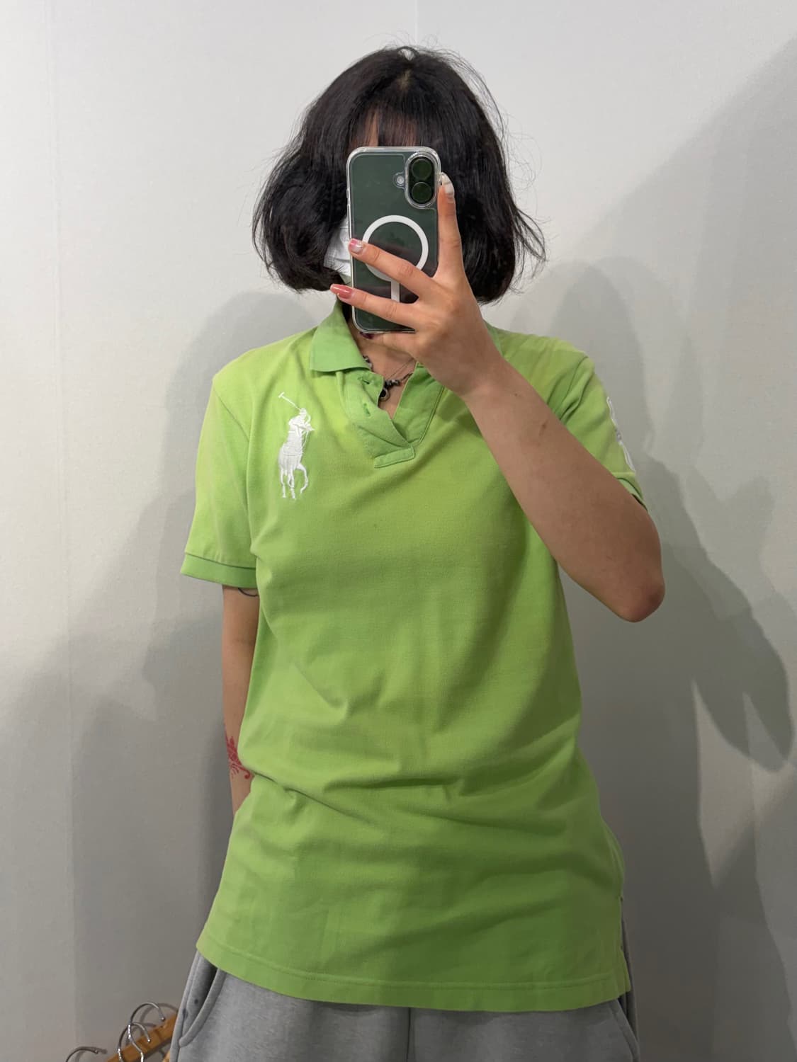M 폴로 랄프 로렌 빅포니 커스텀 핏 카라 반팔 티셔츠 라이트 그린 상품이미지1