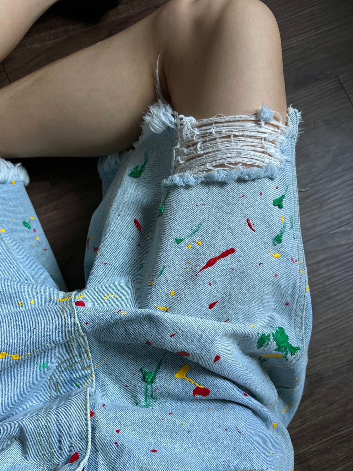 "Splatter" 페인트 스프레드 데님 쇼츠 상품이미지1