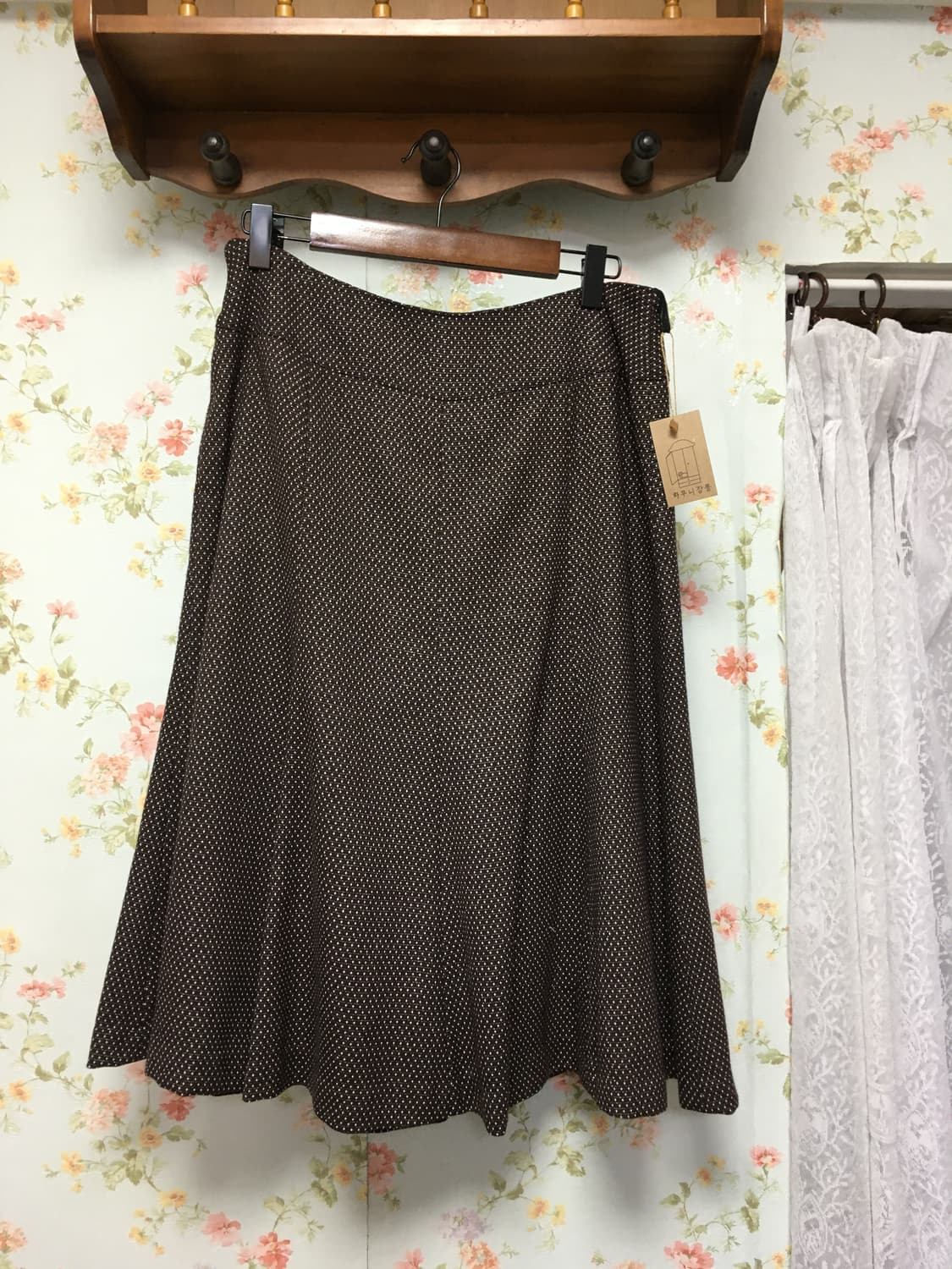 브라운 도트 플리츠 스커트 상품이미지1