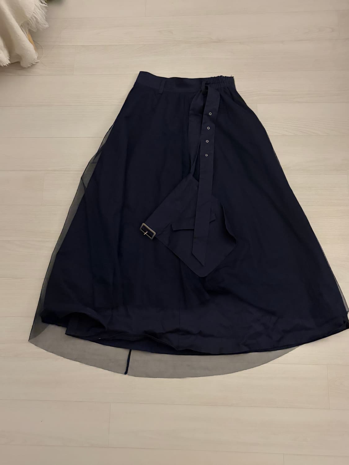 Pocket belt sheer skirt 상품이미지1