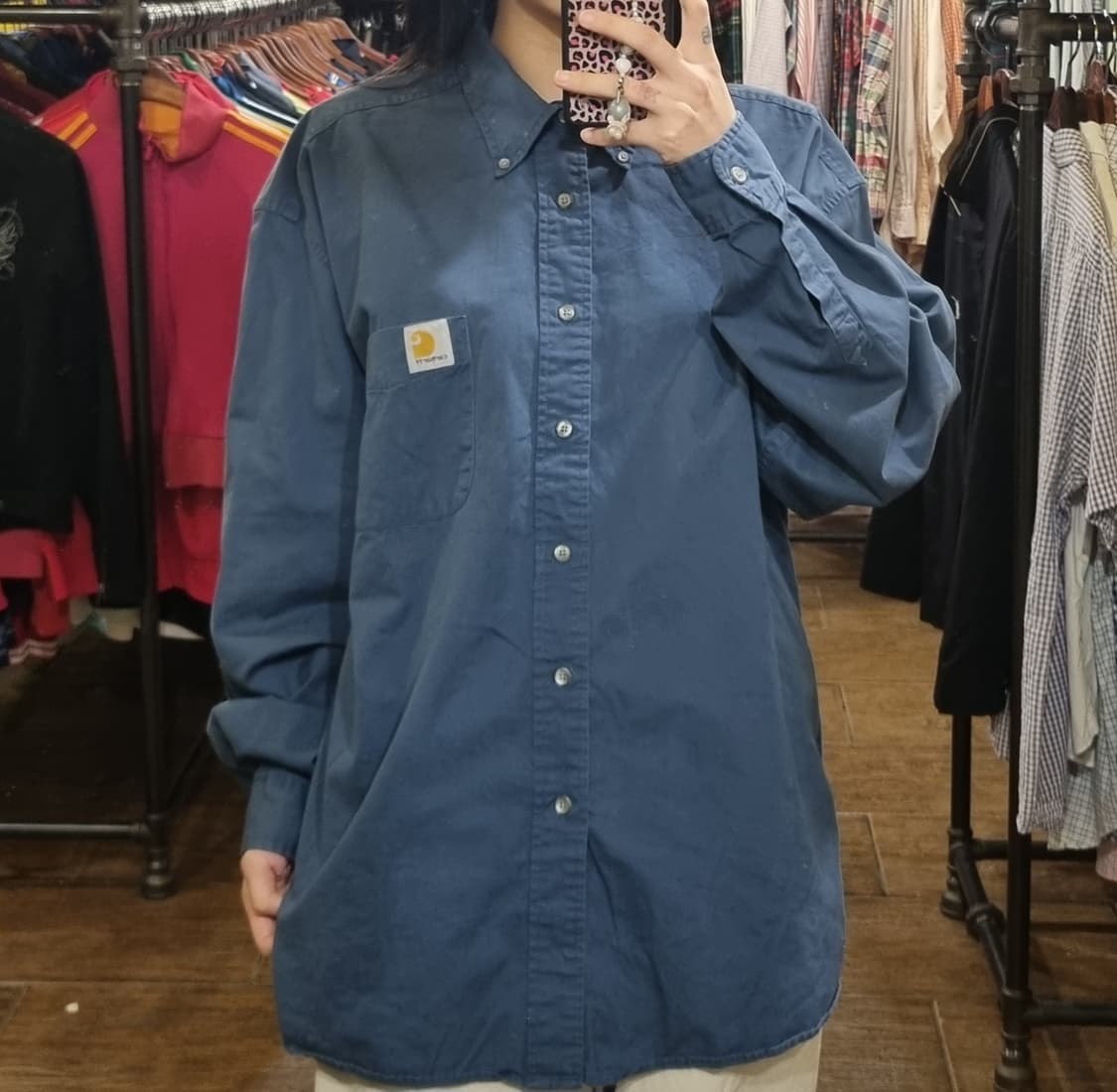[Hi] 칼하트 긴팔 셔츠 네이비 상품이미지1