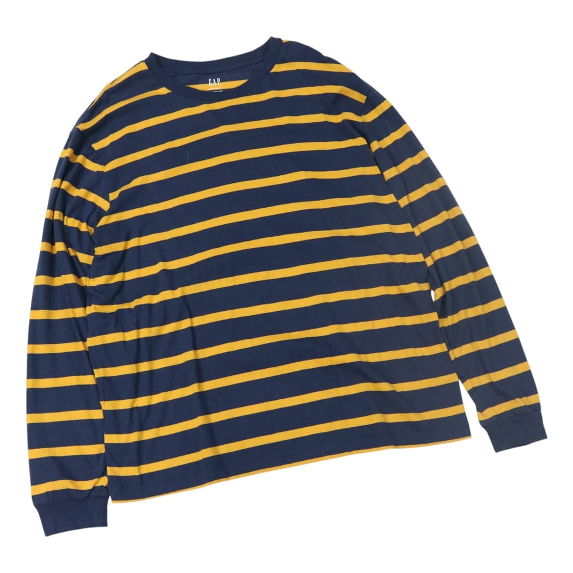 GAP 갭 오가닉 코튼 네이비 옐로우 스트라이프 롱 슬리브 티셔츠 (L) 상품이미지1