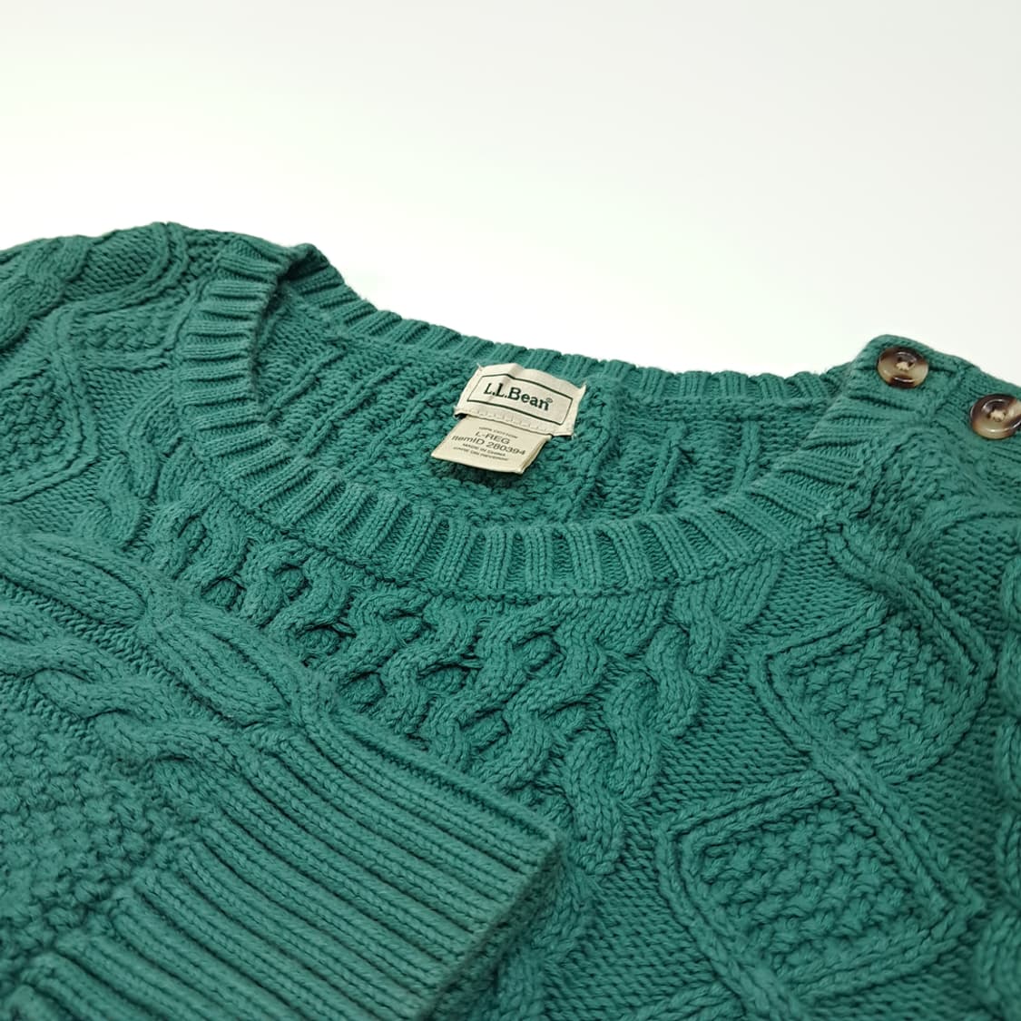 CL356 L 엘엘빈 00s 틸그린 케이블 피셔맨 니트 스웨터 상품이미지3