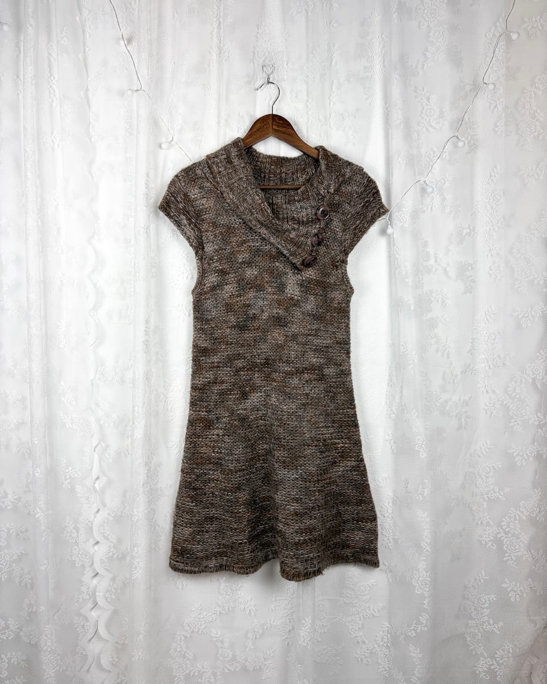 Melange Shawl Collar Button Knit Dress 상품이미지1