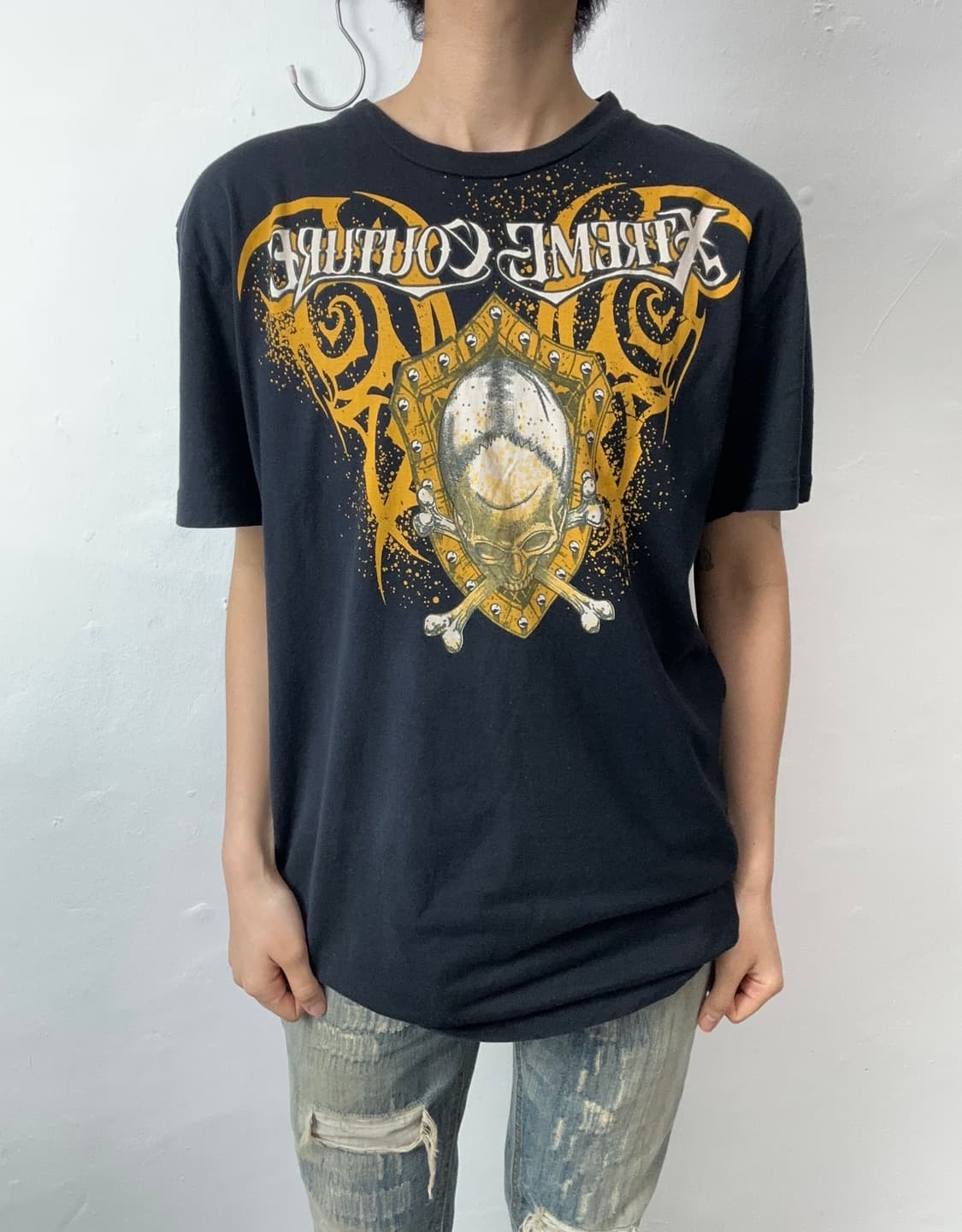 Gothic Skull Tribal Graphic T-shirt 상품이미지1