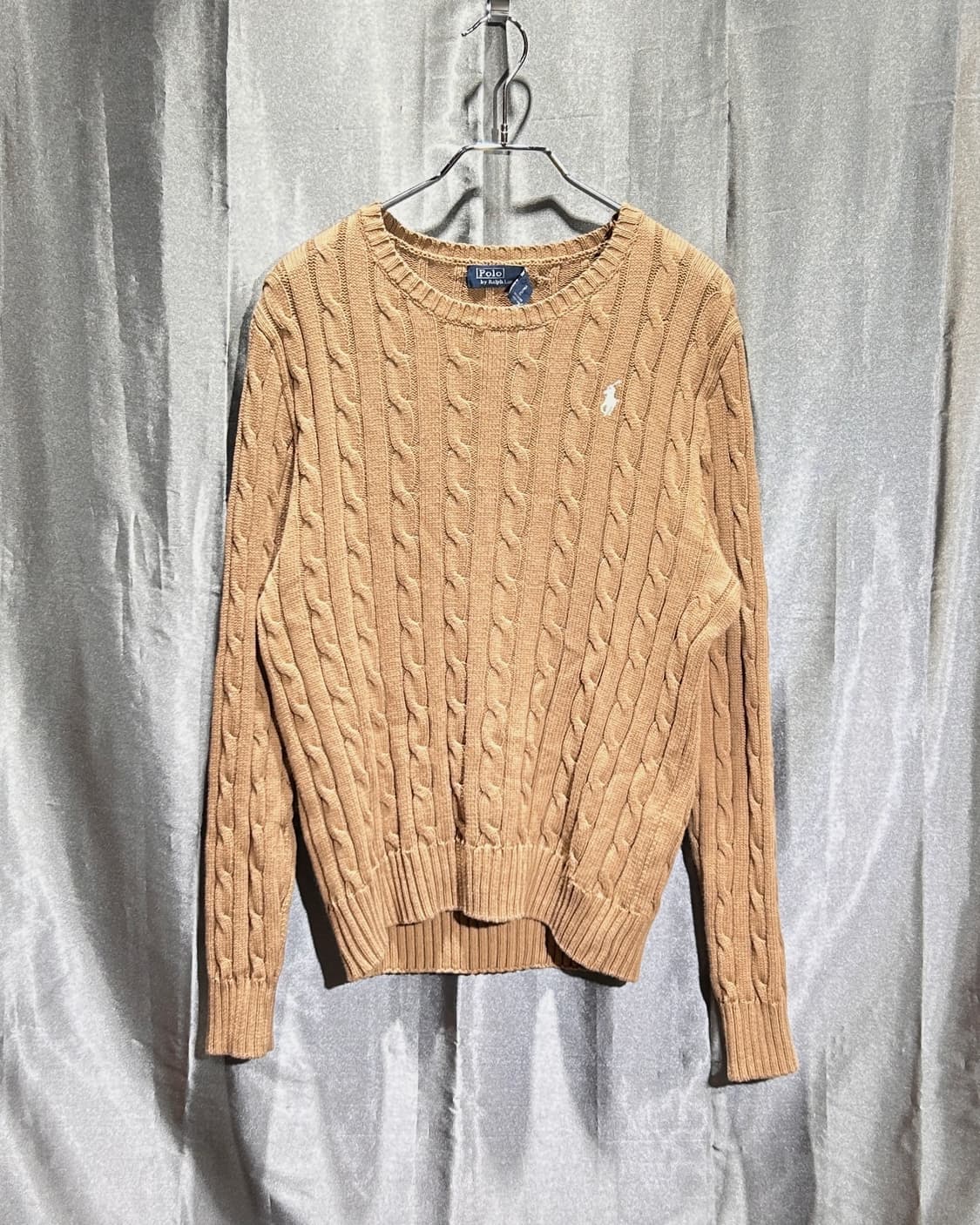 L 폴로랄프로렌 화이트 포니 브라운 케이블 니트 상품이미지2