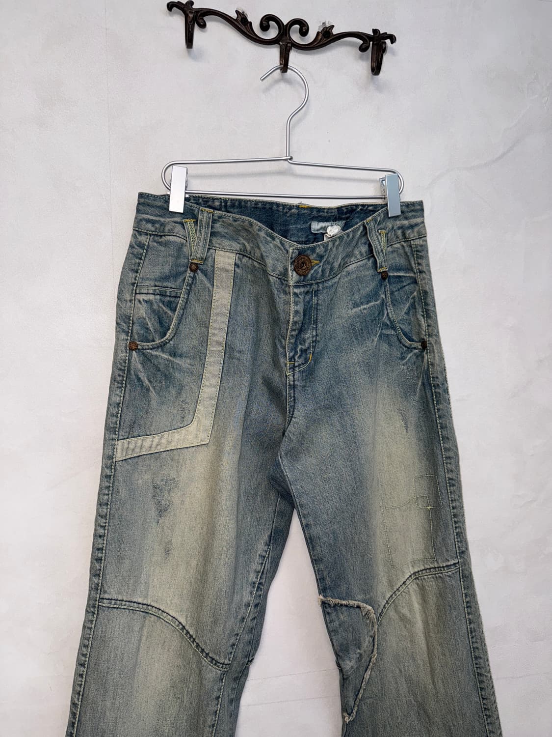 BNX washing denim slit damage wode pants 상품이미지2