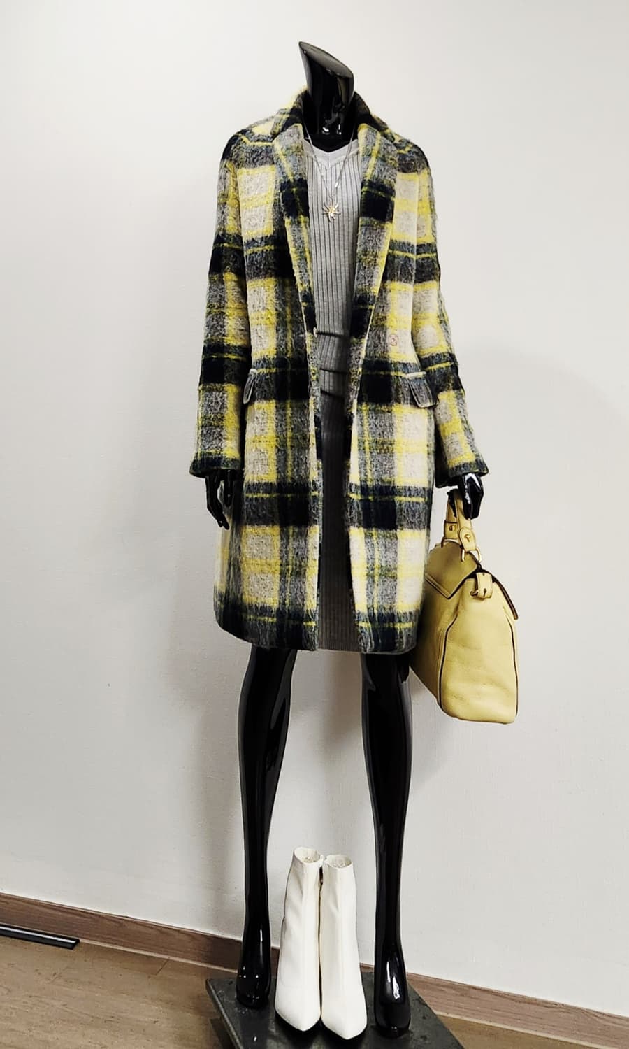 레몬체크 모헤어 코트  상품이미지2