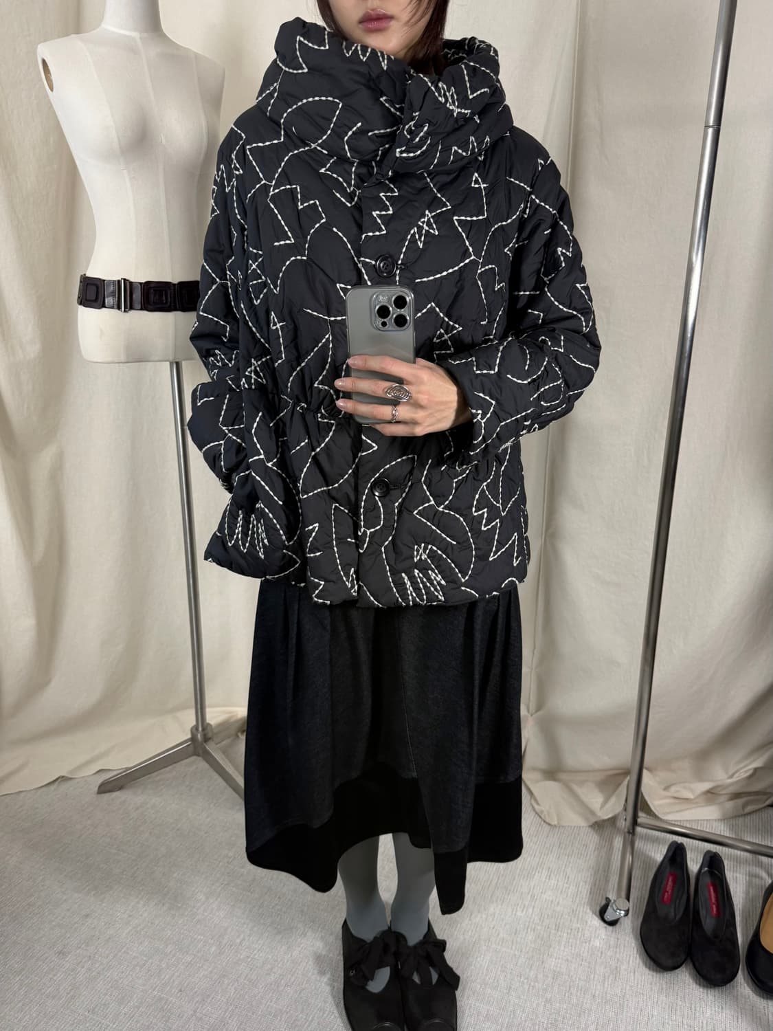 JIU 慈雨 스티치 퀼팅자켓 상품이미지2