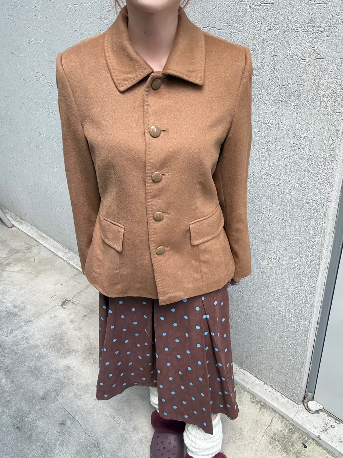 발망 베이지브라운 캐시미어 숏코트 자켓 상품이미지3