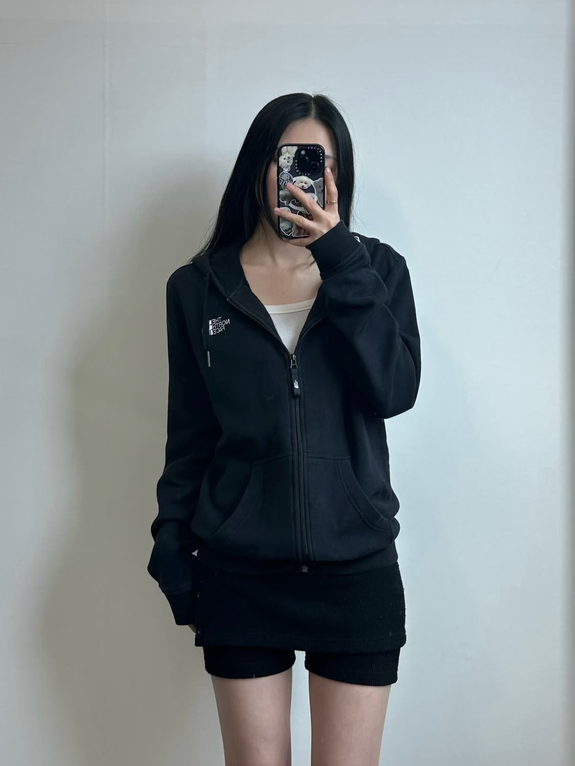 노스페이스 자수로고 블랙 후드집업 상품이미지1