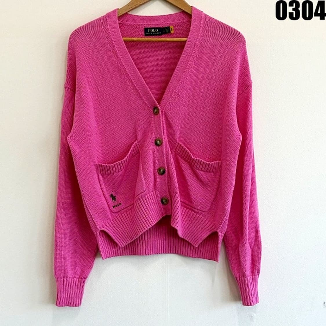 폴로 랄프로렌 코튼 니트 가디건 S 핑크 신형 택 0304  상품이미지1