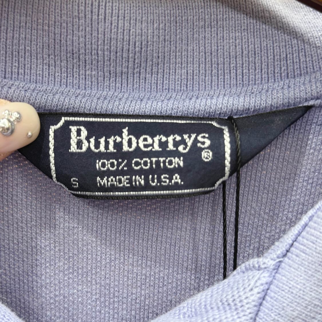 버버리 카라 반팔티 USA 피케 크레스트 자수 로고 디테일 퍼플 상품이미지7