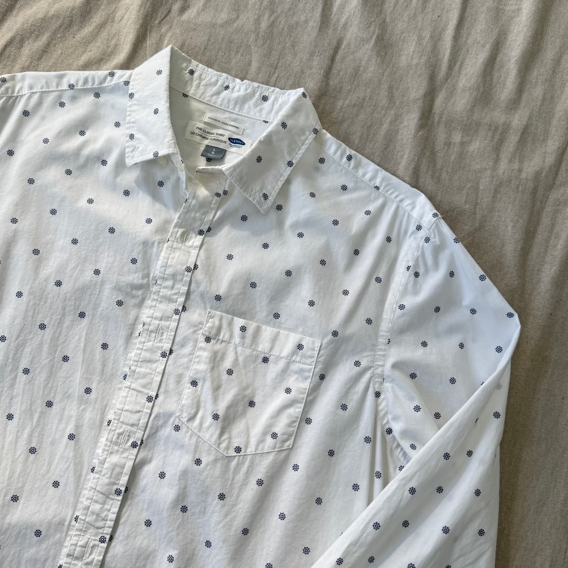 올드네이비 마린패턴 화이트셔츠 L 상품이미지2