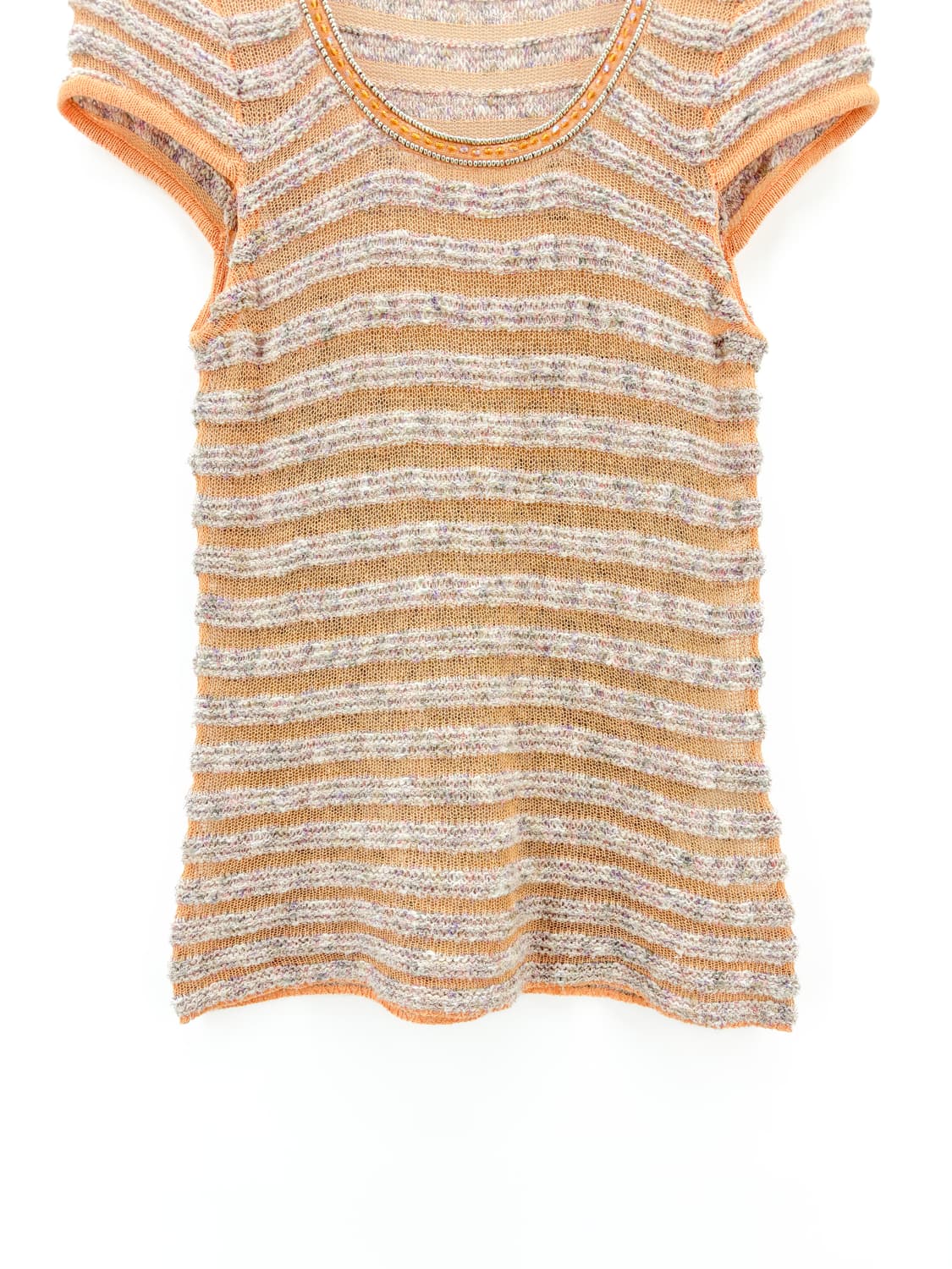 빈티지 오렌지 비즈 스트라이프 반팔 니트 상품이미지3