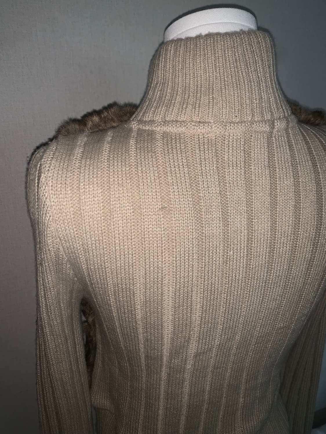 빈티지 퍼 트리밍 니트 집업 상품이미지3