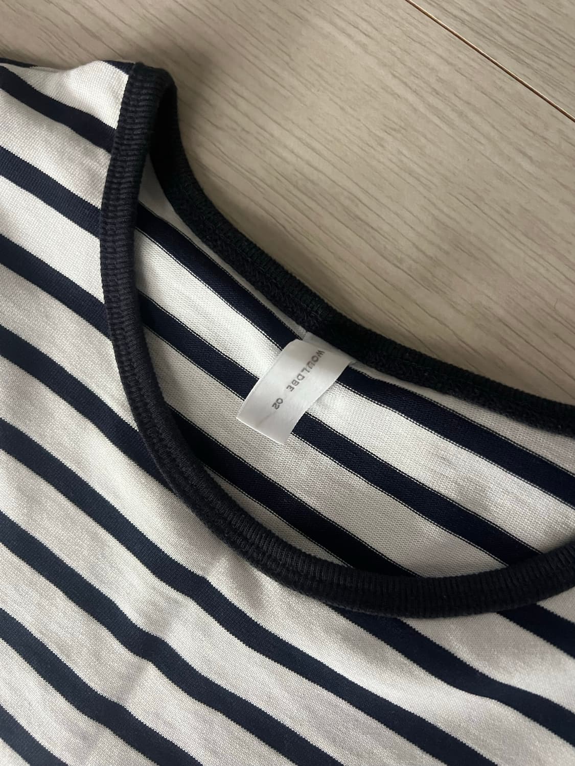 우드비 스트라이프 바캉스 티셔츠 네이비 2사이즈 상품이미지2