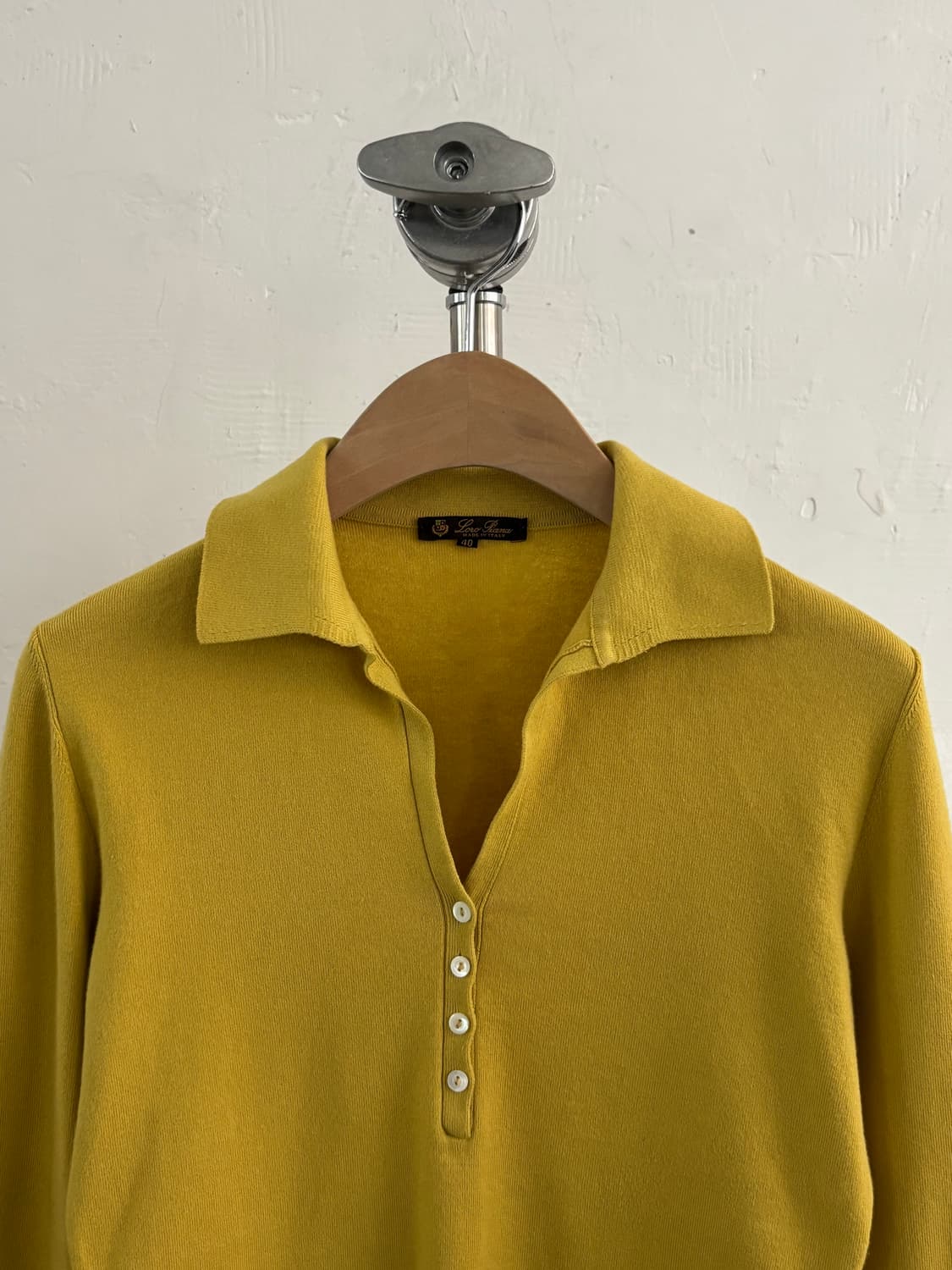Loro Piana 로로피아나 옐로우 코튼 카라 니트 상품이미지5